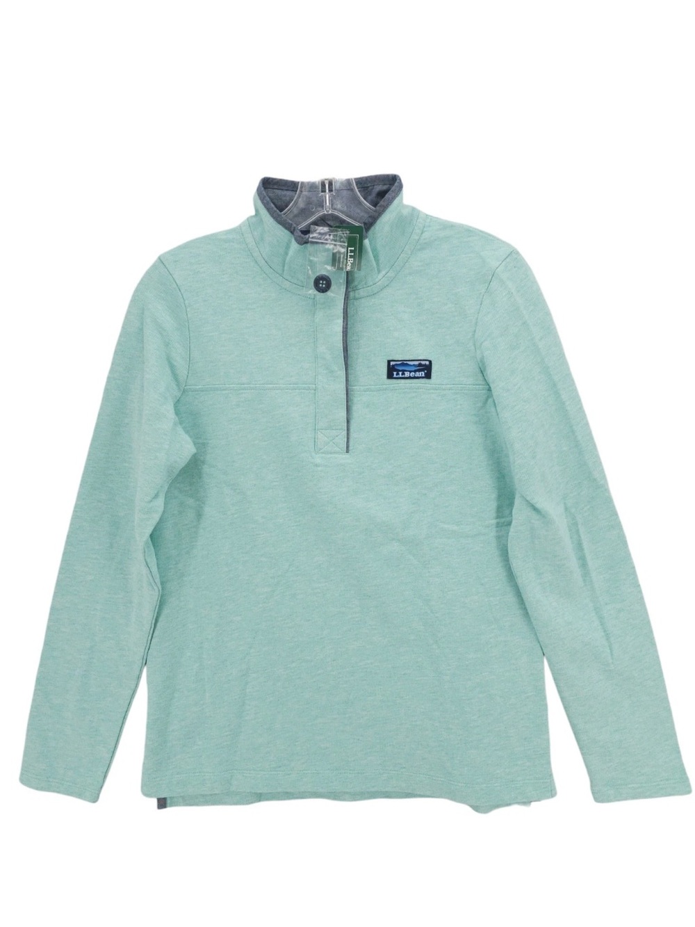 L.L. Bean Soft Cotton Rugby Henley Pullover Teal Heather Women's sweatshirt SM